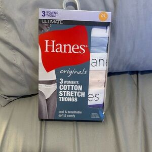 NWT Hanes Women's Cotton Stretch Thongs